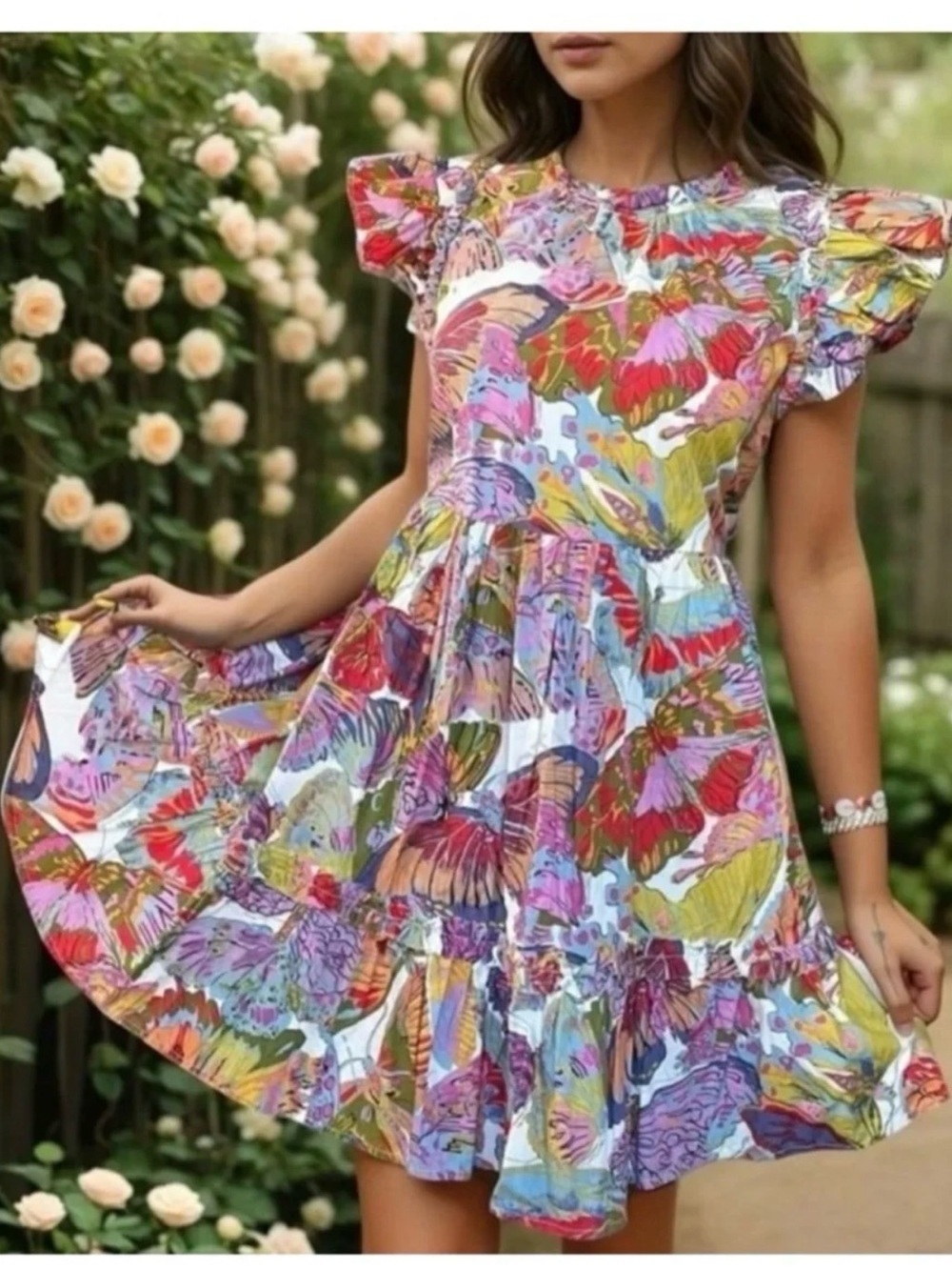 Caroline Constas Papillon Butterfly Print Mini Dress S